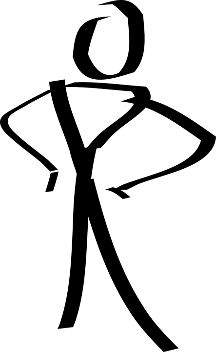 Figure Person Stick Standing Slim Fit Waist - Stick Figure Clip Art (443x720), Png Download