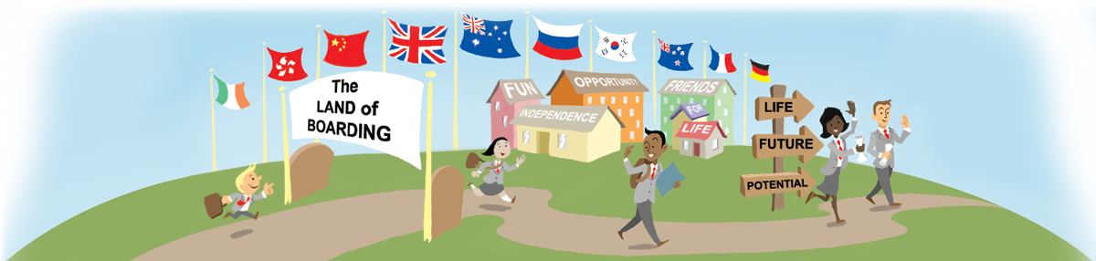 Land Of Boarding - Cartoon (1200x286), Png Download