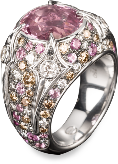 Mystique Ring By Lohri In 18k White Gold With Pink - Engagement Ring (850x850), Png Download