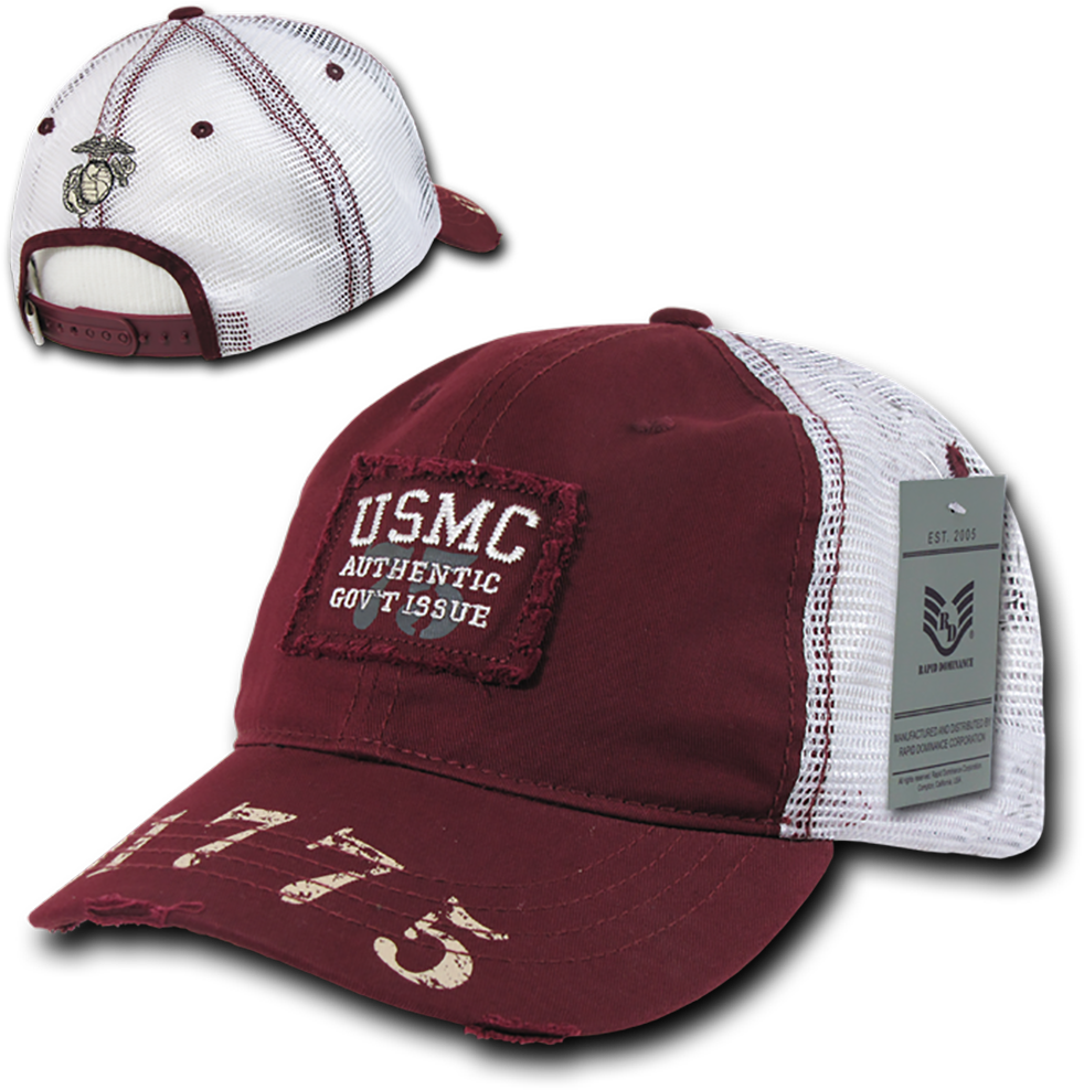Marines Cap Usmc Vintage Military Patch Mesh Maroon - Vintage Hats With Patches (1000x1000), Png Download