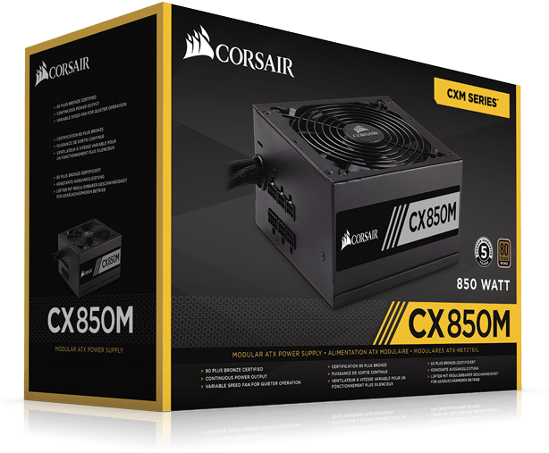 Corsair Cxm Series Cx850m 850w 80 Plus Bronze Uk - Corsair Cx Series Cx450m (613x600), Png Download