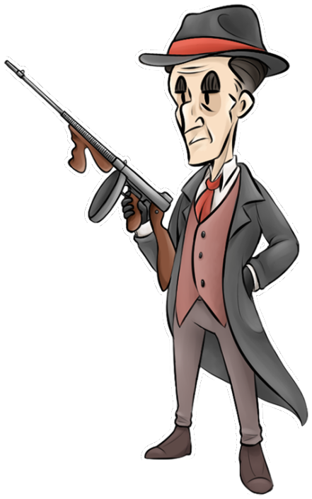 500 X 747 9 - Gangster Shooting Tommy Gun Painting (500x747), Png Download
