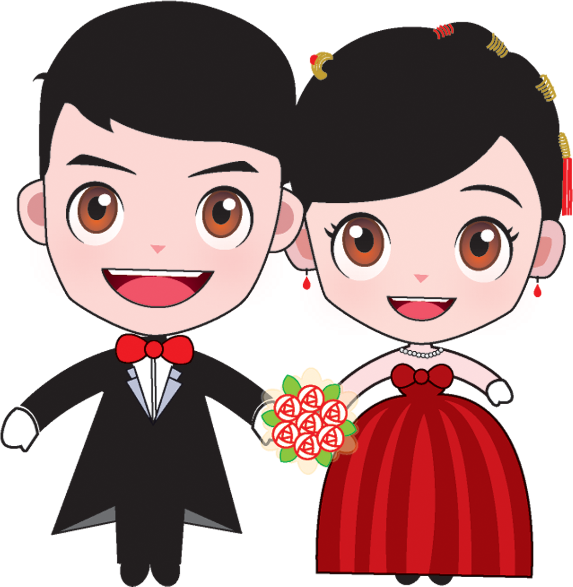 Bridegroom Marriage Cartoon Wedding Bride And - Wedding Bride Groom Cartoon (1608x1904), Png Download