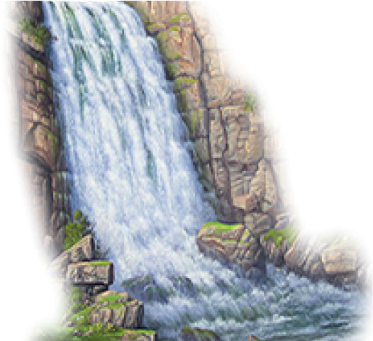 Drawn Waterfall Rock Waterfall - Mountain River (640x480), Png Download