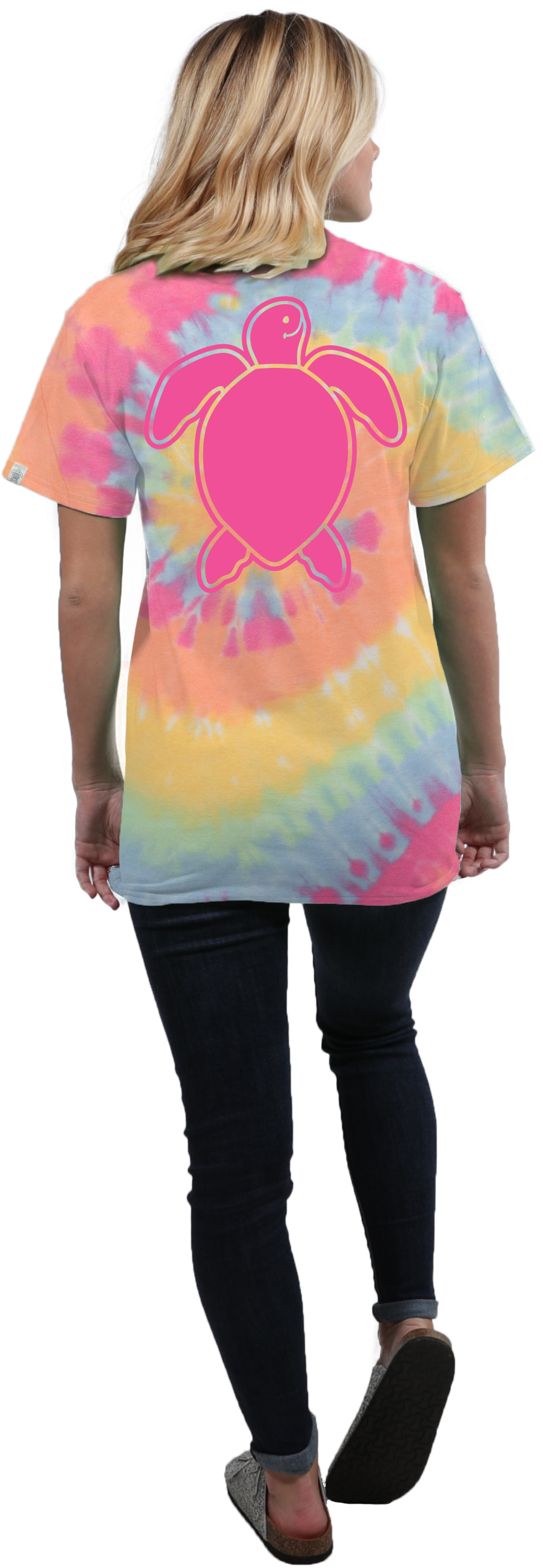 Turtle Washed Logo Tie Dye Short Sleeve T-shirt - Shirt (1224x3183), Png Download