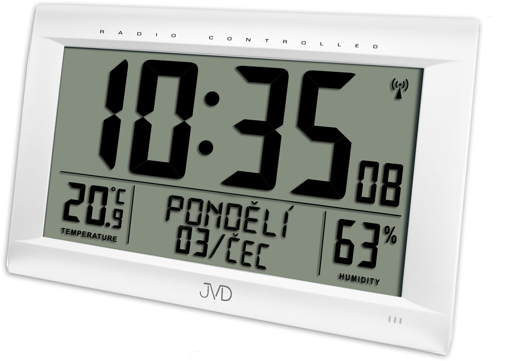 Radio-controlled Digital Clock With An Alarm Clock - Digitální Hodiny S Datumem (1814x1276), Png Download
