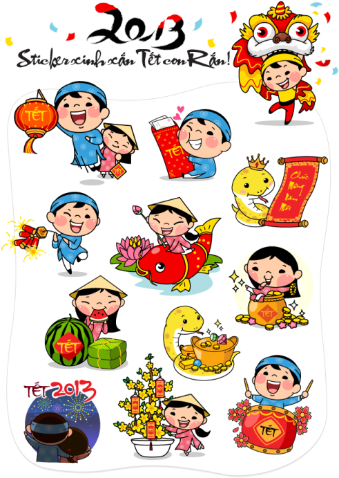 Vietnam Clipart Tet - Lunar New Year Sticker (500x719), Png Download