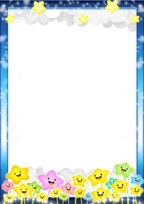 Blue Kidsphoto Frame With Stars Png - Frames For Kids (480x680), Png Download