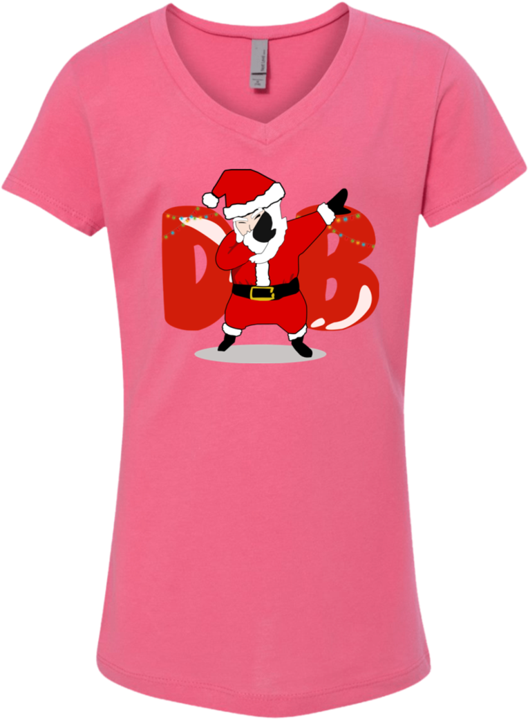 Amusing Dabbing Santa Girls' Princess V Neck T Shirt - Cartoon (1060x1060), Png Download