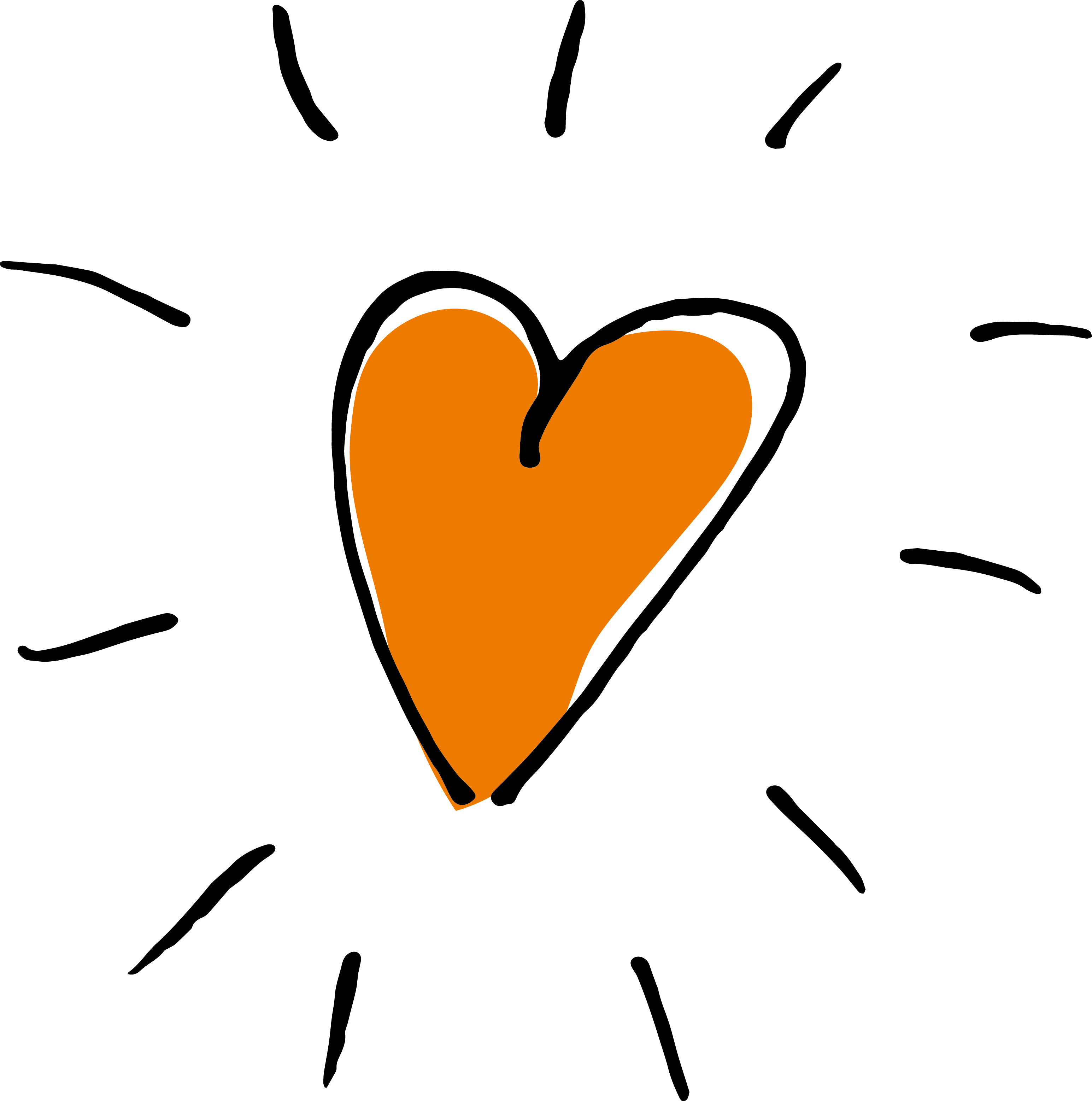 Orange Heart Png (3090x3115), Png Download