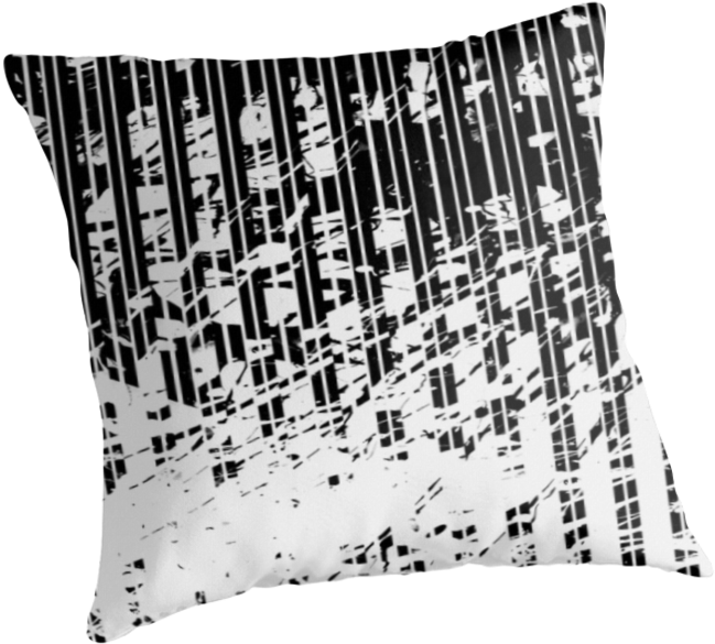 Black And White Distressed Pinstripe Pattern Pillow - Cushion (875x875), Png Download