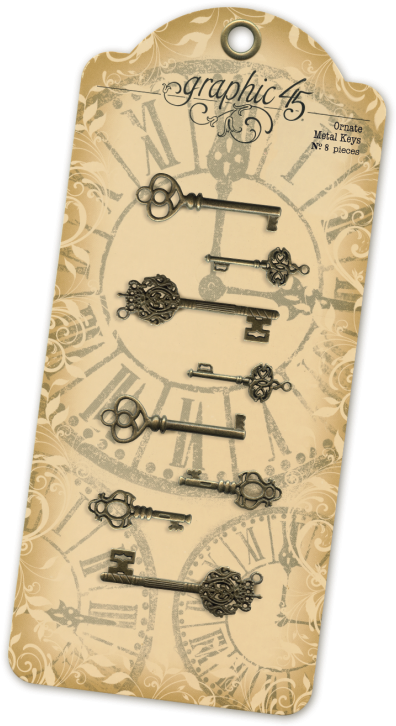 Graphic 45 Shabby Chic Ornate Metal Keys (746x746), Png Download