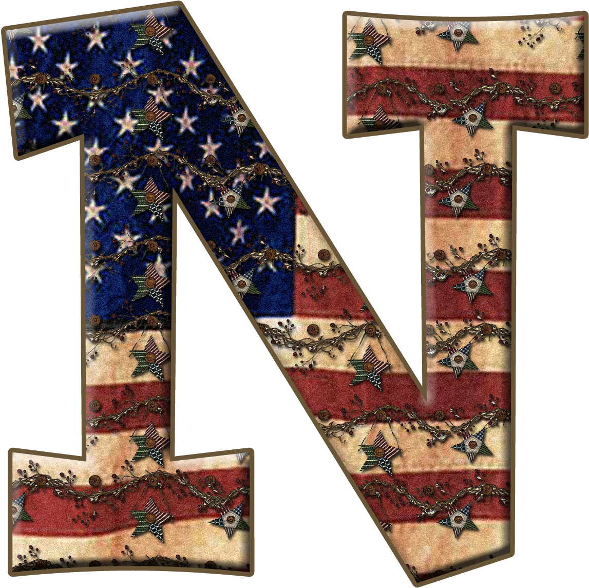 Alphabet With The Usa Flag In Metal - N Alphabet Stylish Flag (1200x1200), Png Download