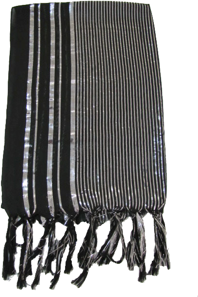Black Shawl With Silver Line - Scarf (480x640), Png Download