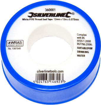 Silverline White Ptfe Tape 12mm X 12m Product 1253661 - Label (342x356), Png Download
