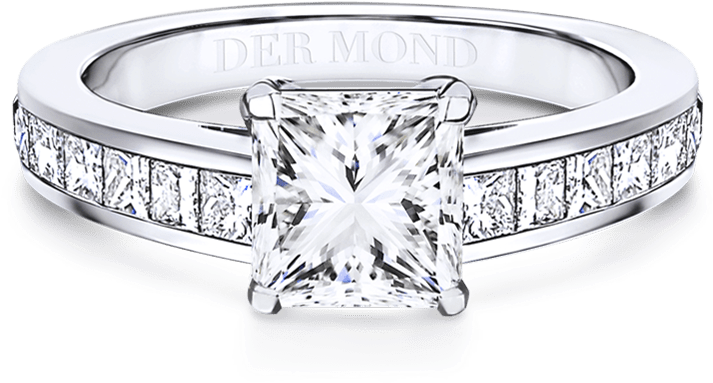Diamond Band Princess Cut - Pre-engagement Ring (1200x1200), Png Download