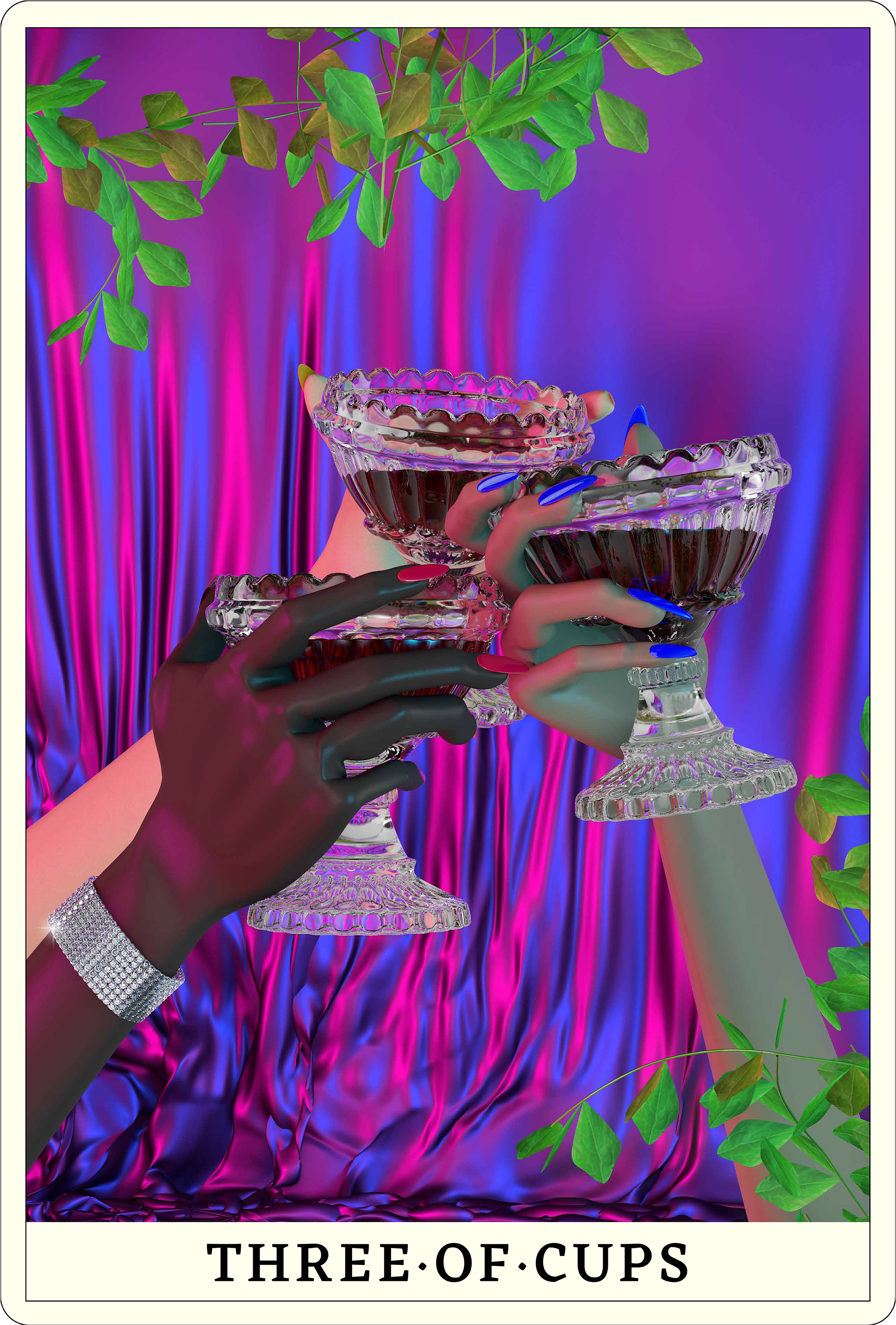 The Three Of Cups Tarot Card Represents Friendship - Picture Frame (3840x3101), Png Download