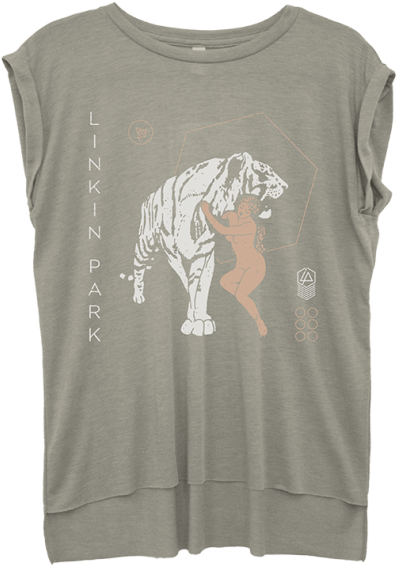 Lady Tiger Rolled Cuff Tee - Sweatshirt (594x594), Png Download