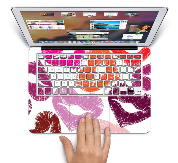 The Vector Puckered Color Lip Prints Skin Set For The - Macbook Air Silver Keyboard (600x550), Png Download