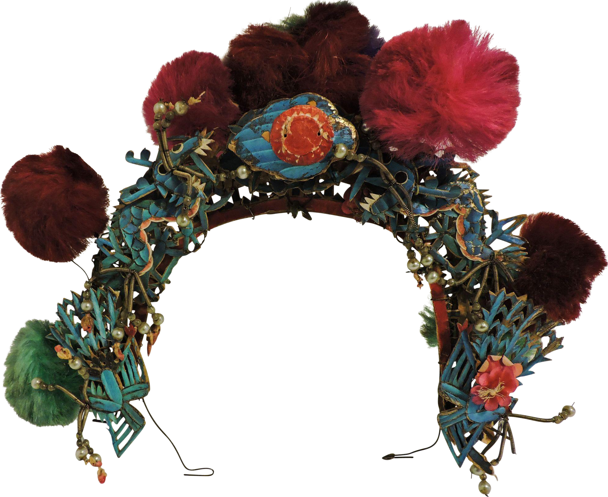 Antique Chinese Tiara Style Kingfisher Headdress From - Rose (1976x1976), Png Download