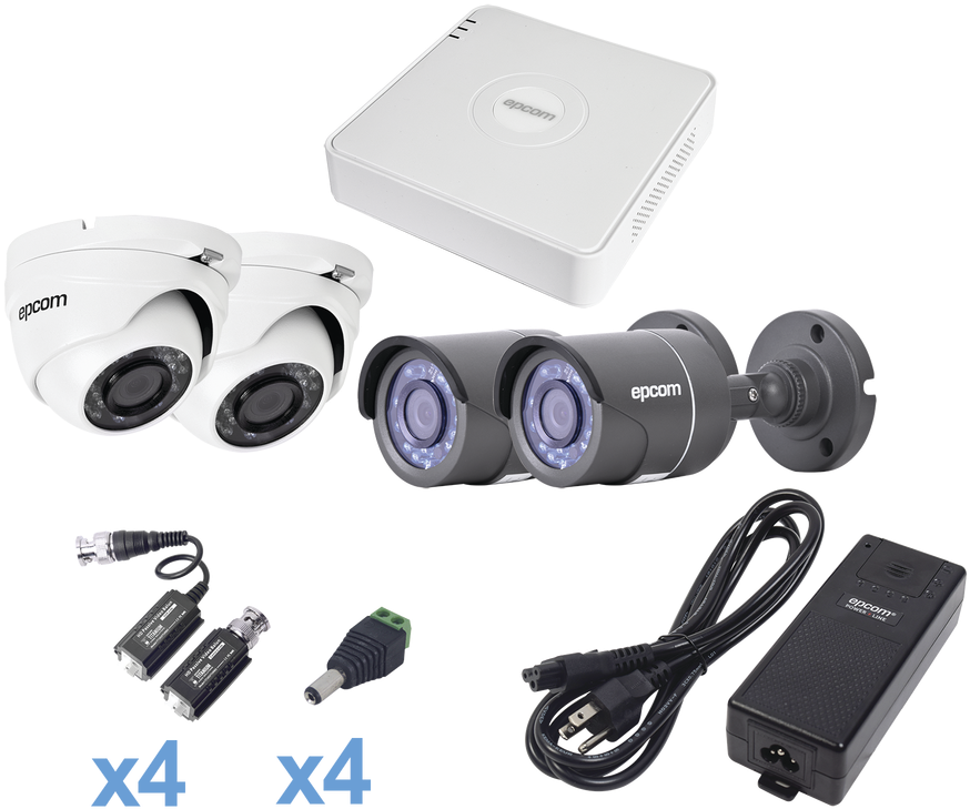 Kit De 2 Camaras Bullet 2 Camaras Domo Hd Disco Duro - Kit 4 Camaras Turbo Hd Epcom (1000x1000), Png Download