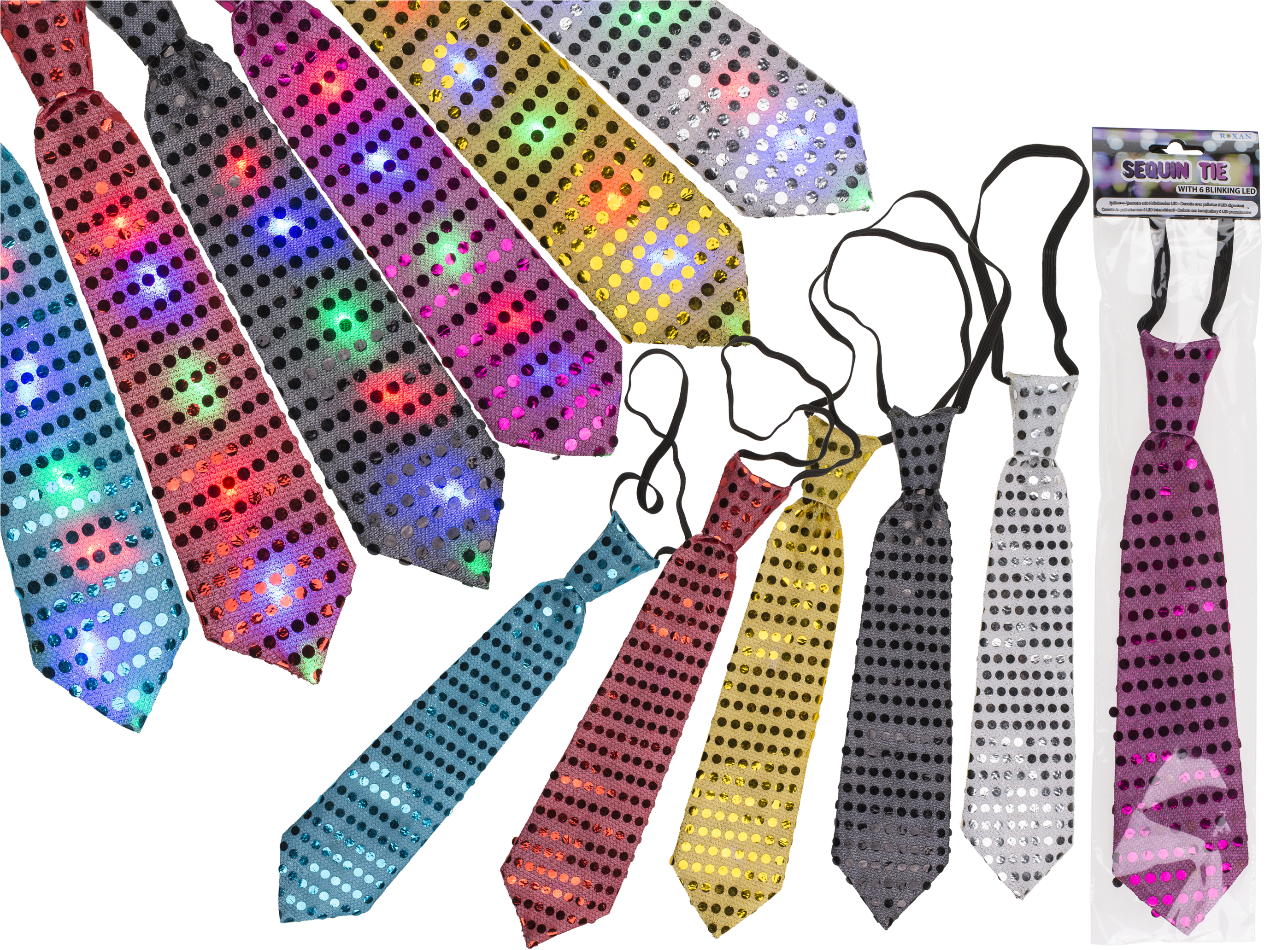 Corbata Con Lentejuelas Y 6 Led Parpadeantes 100% Poliéster - Graphic Design (2835x2126), Png Download