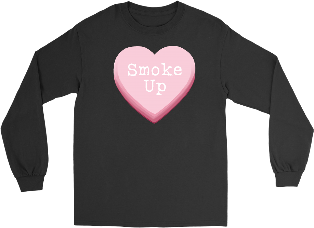 Smoke Up Candy Heart Valentine Long Sleeve Unisex - Long-sleeved T-shirt (1024x1024), Png Download