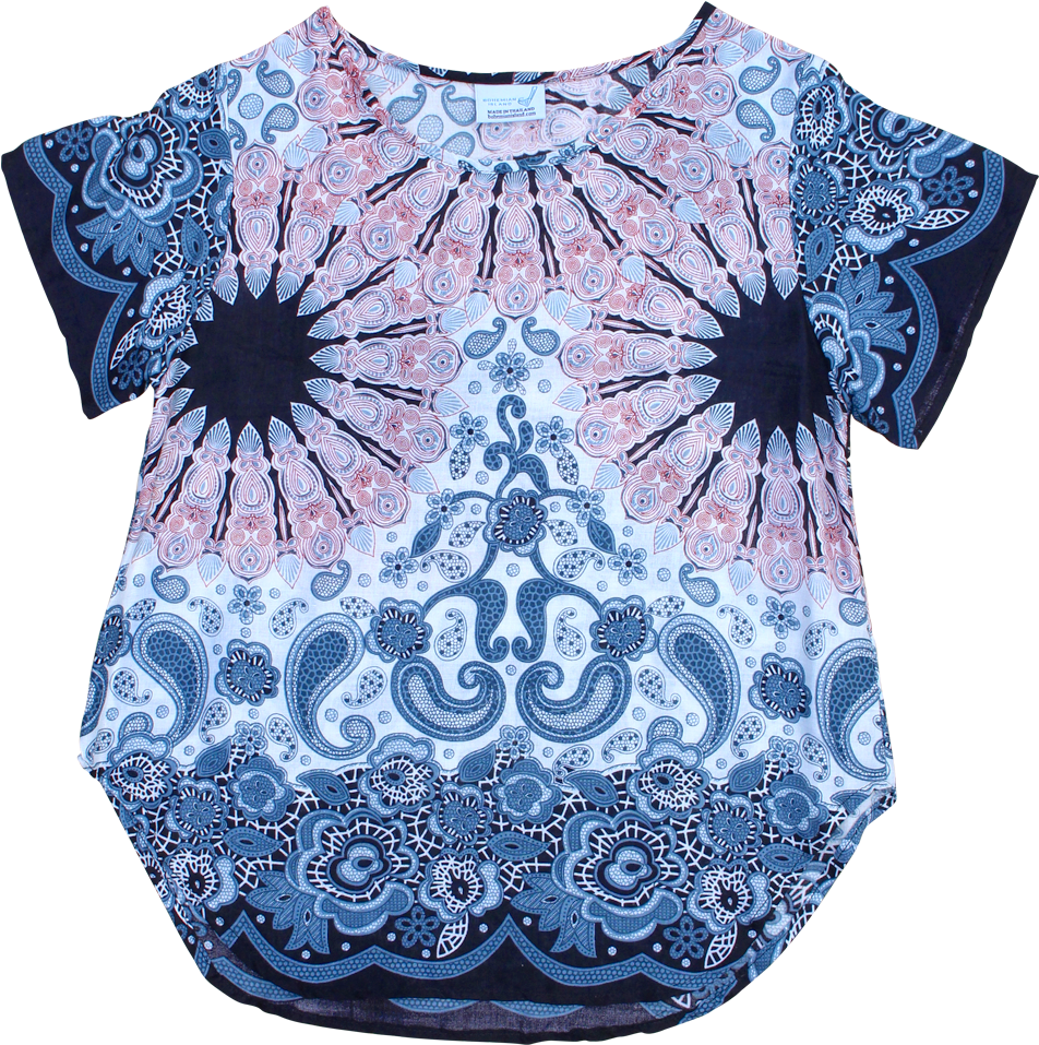 White Mandala Womens Cotton Shirt Bohemian Island - Blouse (1000x1500), Png Download