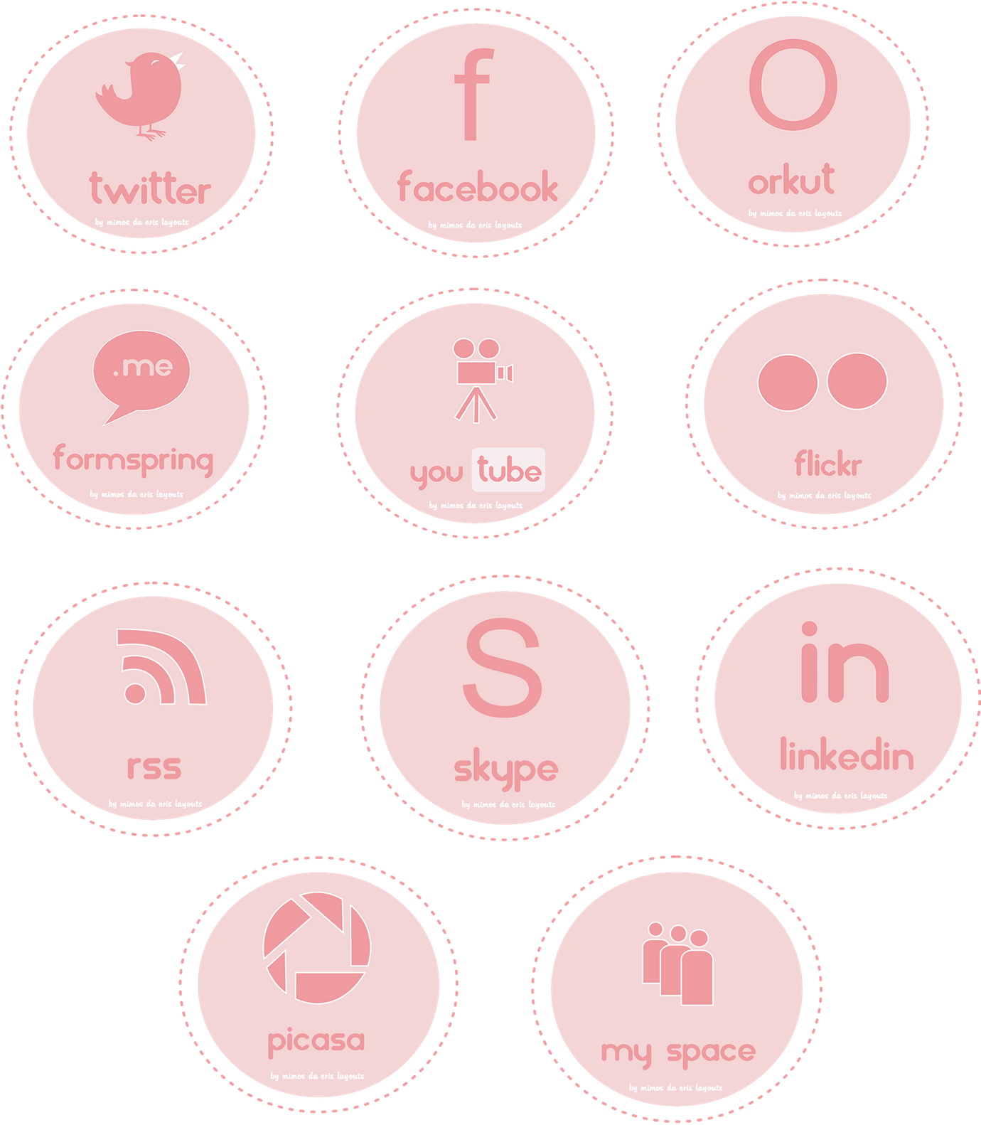 Icones De Redes Sociais Fofos (1379x1600), Png Download