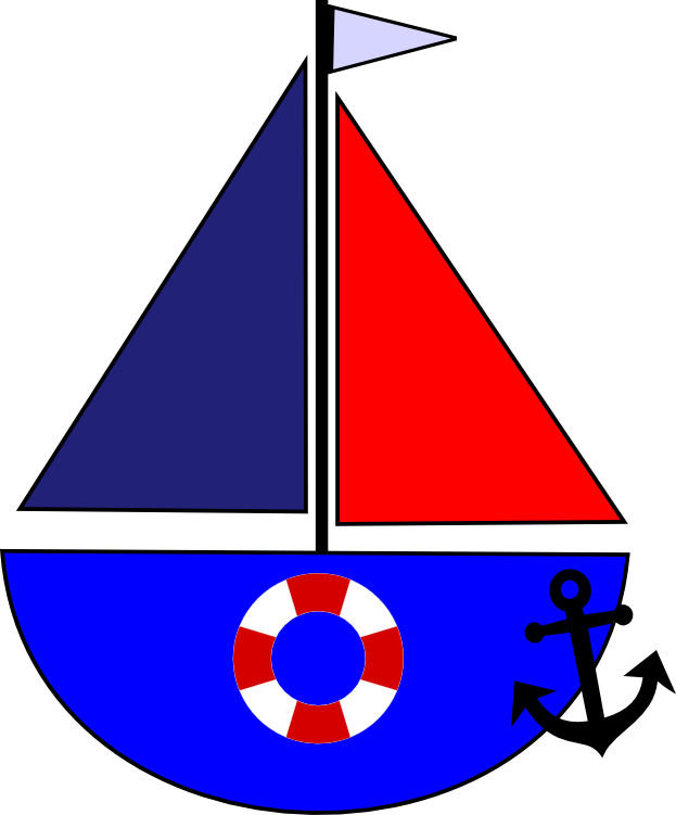 Sailboat, Anchor And Life Preserver - Sailboat And Anchor Clipart (623x751), Png Download