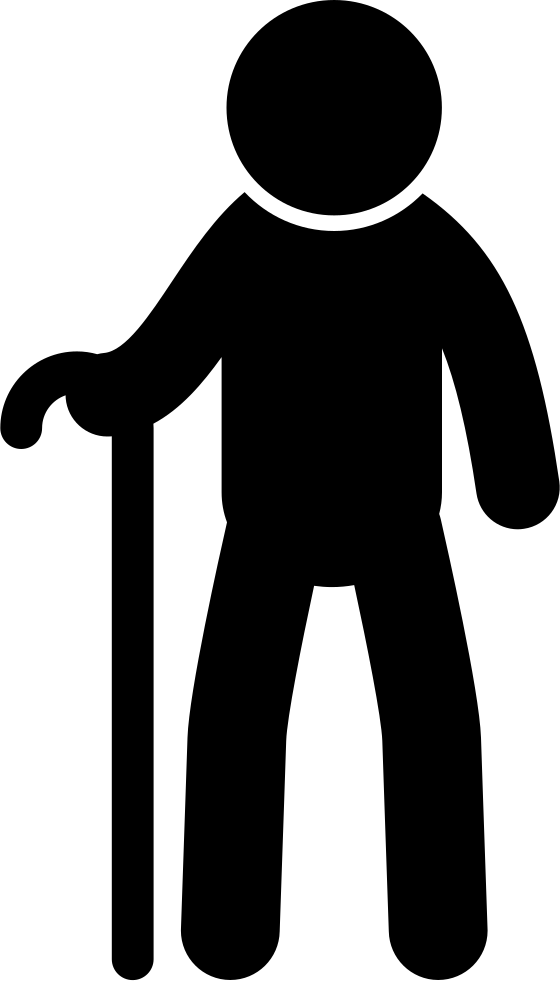 Old Man From Frontal View With A Cane Comments - Icono Anciano Png (560x981), Png Download