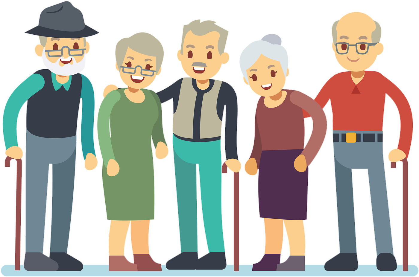 Old Man Group Cartoon (1600x1108), Png Download