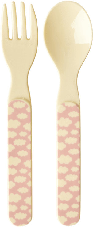 Rice,spoon And Fork Set With Cloud Print Collection, - Cutlery (1000x1000), Png Download