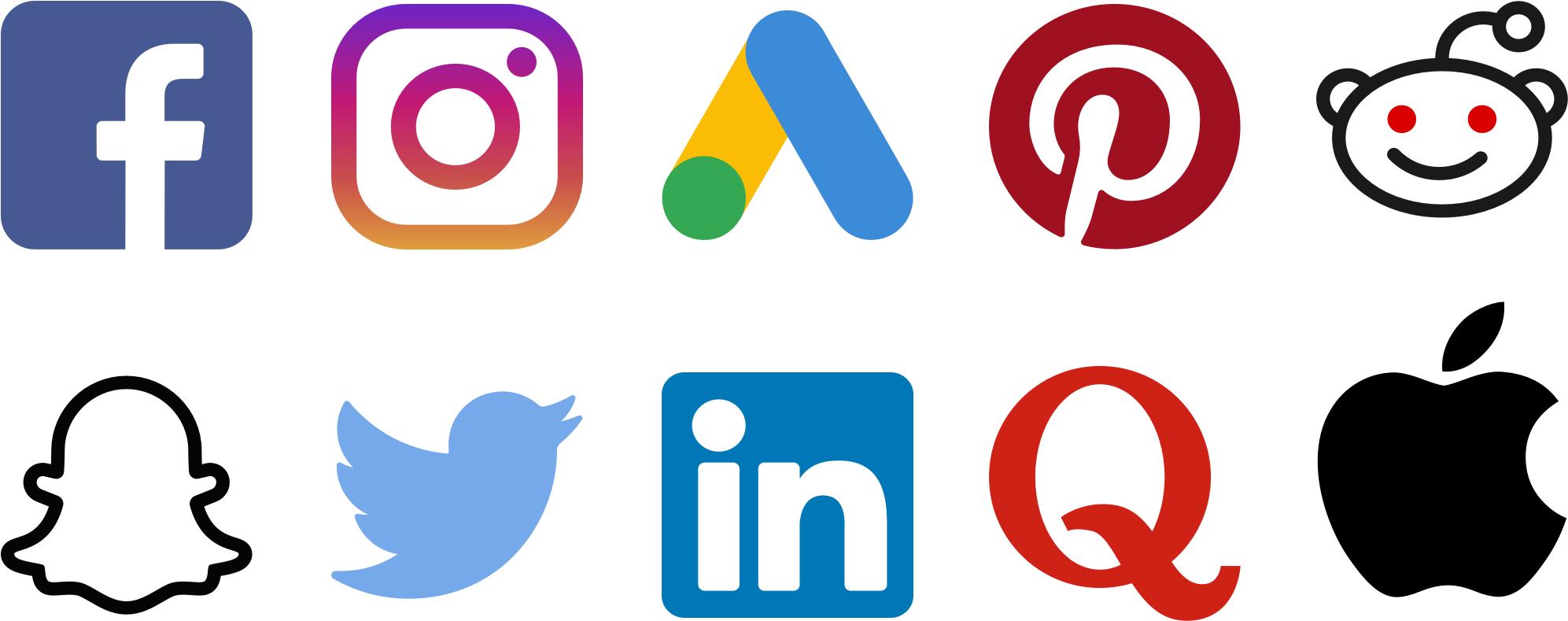 Ii - Acquisition - Most Popular Social Media Logos (2328x996), Png Download