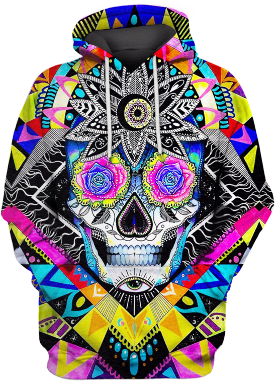 3d Halloween Skull Hoodie - Sweatshirt (800x799), Png Download