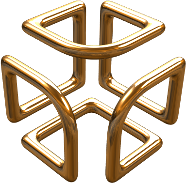 Cube Wireframe - Brass (684x513), Png Download
