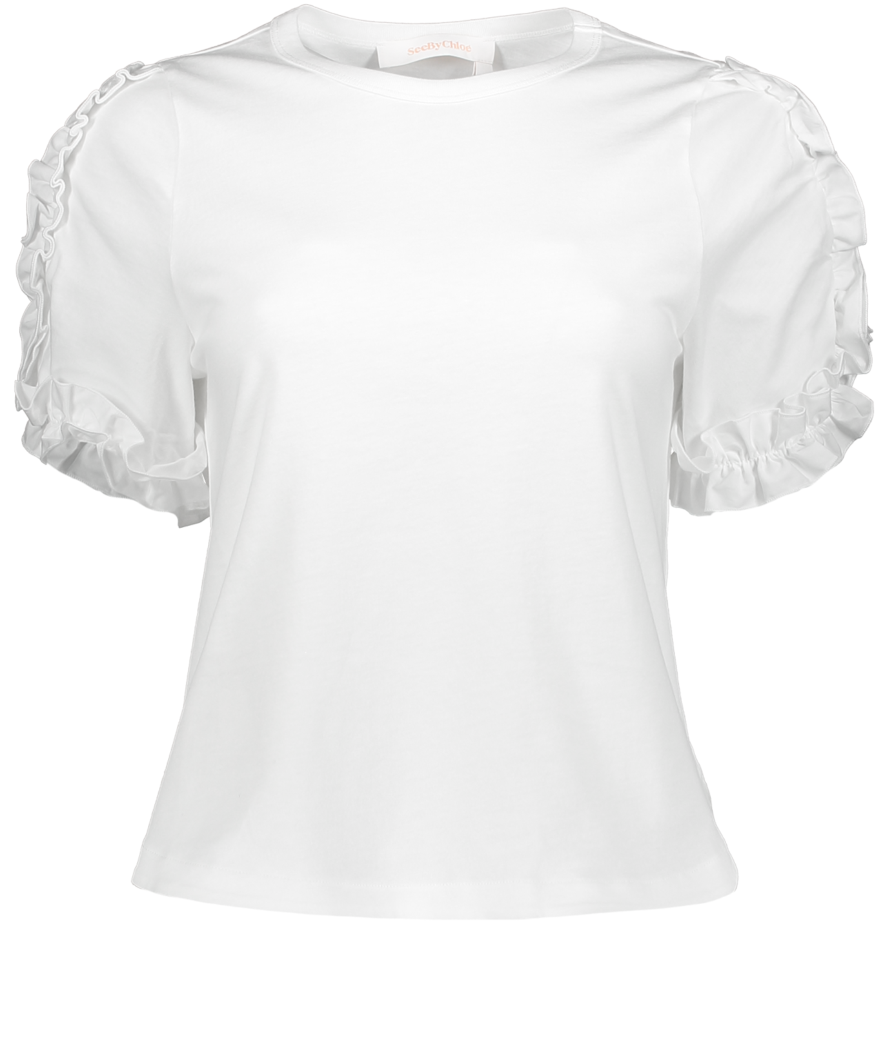 Short Sleeve Ruffle Tee White Powder - Blouse (1280x1920), Png Download