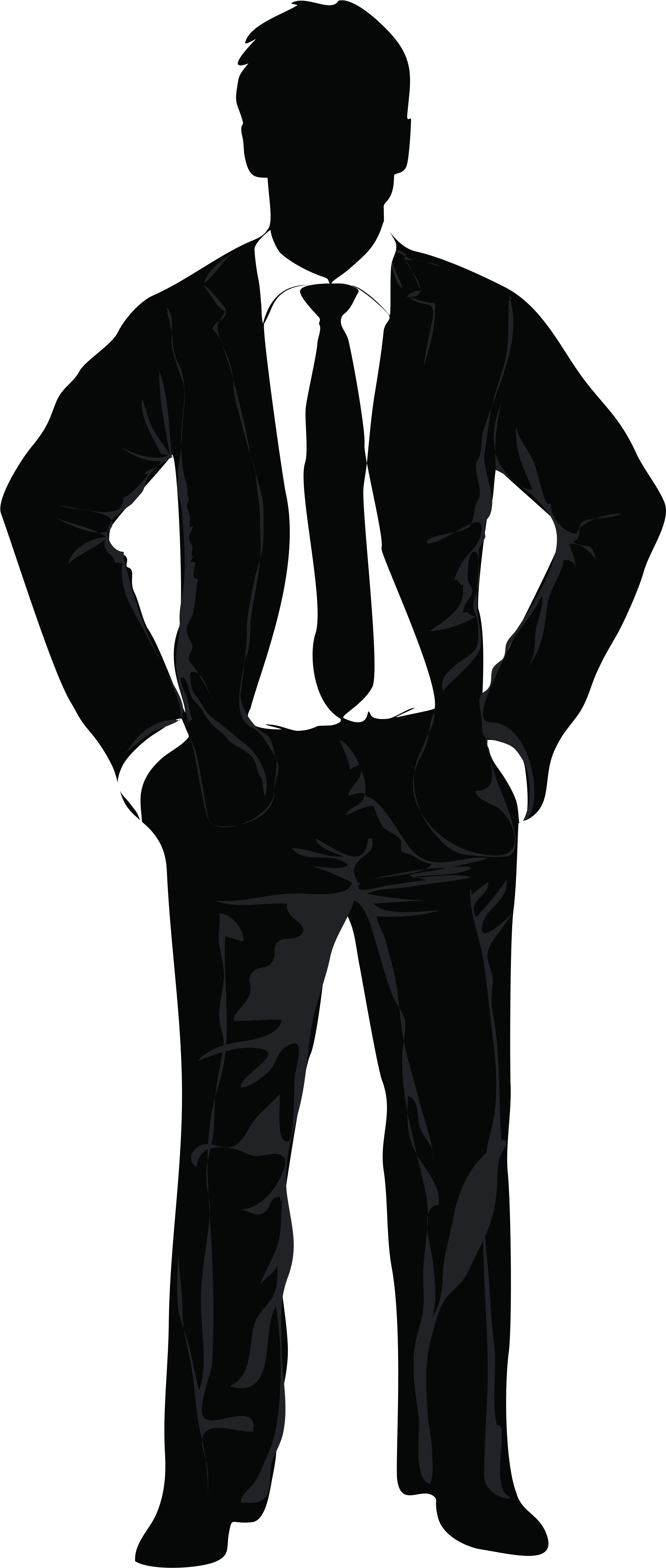 Confident Working Man -silhouette - Silhouette Engineer Clipart (3037x7078), Png Download
