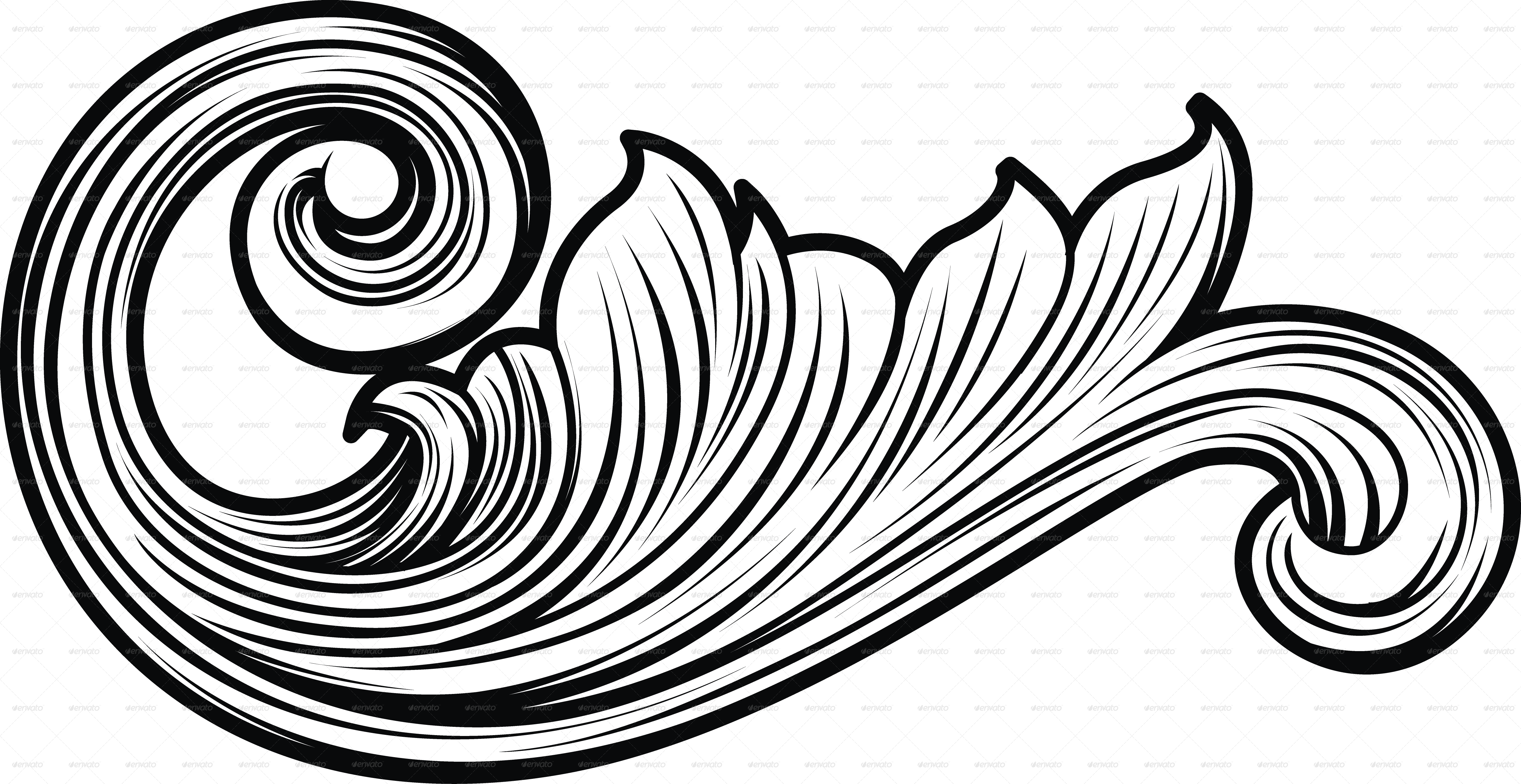 4 - Abstract Floral Png Black (5321x2743), Png Download