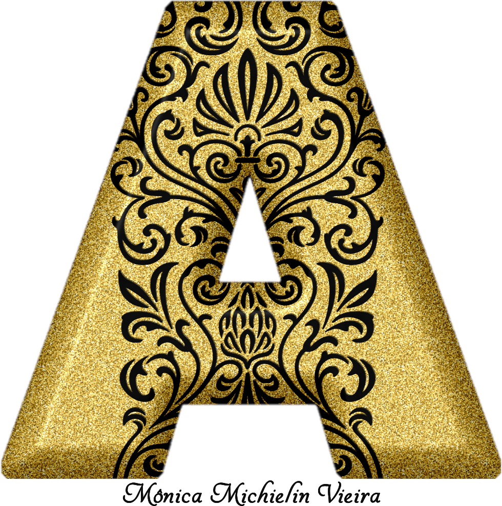 Alfabeto Glitter Dourado Com Ornamentos Png, Glitter - Portable Network Graphics (1000x1000), Png Download