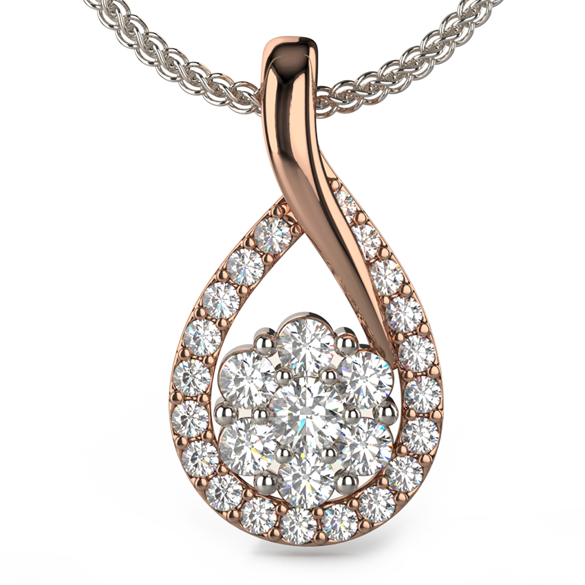 Tear Drop Diamond Pendant Necklace In 9kt Or 18kt Gold - Pendant (850x850), Png Download