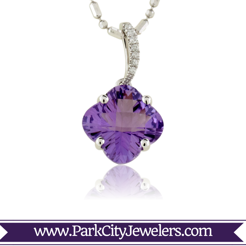 Amethyst Flower And Diamond Necklace - Gold Ring Colour Stone (800x800), Png Download