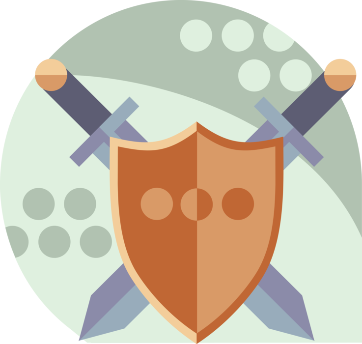 Vector Illustration Of Medieval Weapon Swords And Shield (737x700), Png Download