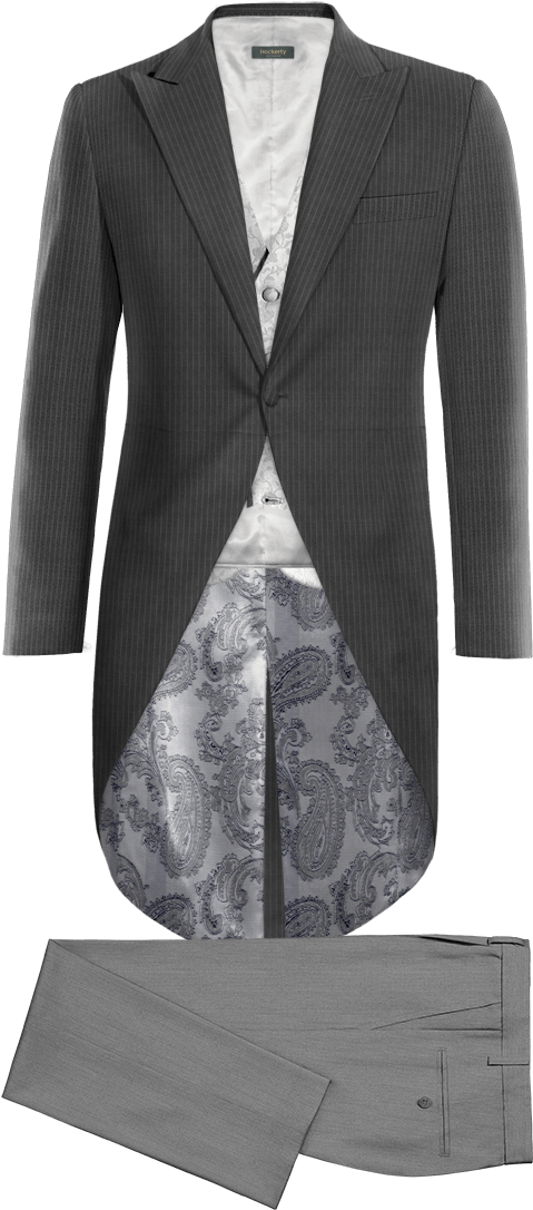 Grey Morning Coat With Grey Waistcoat - Morning Dress (600x1160), Png Download