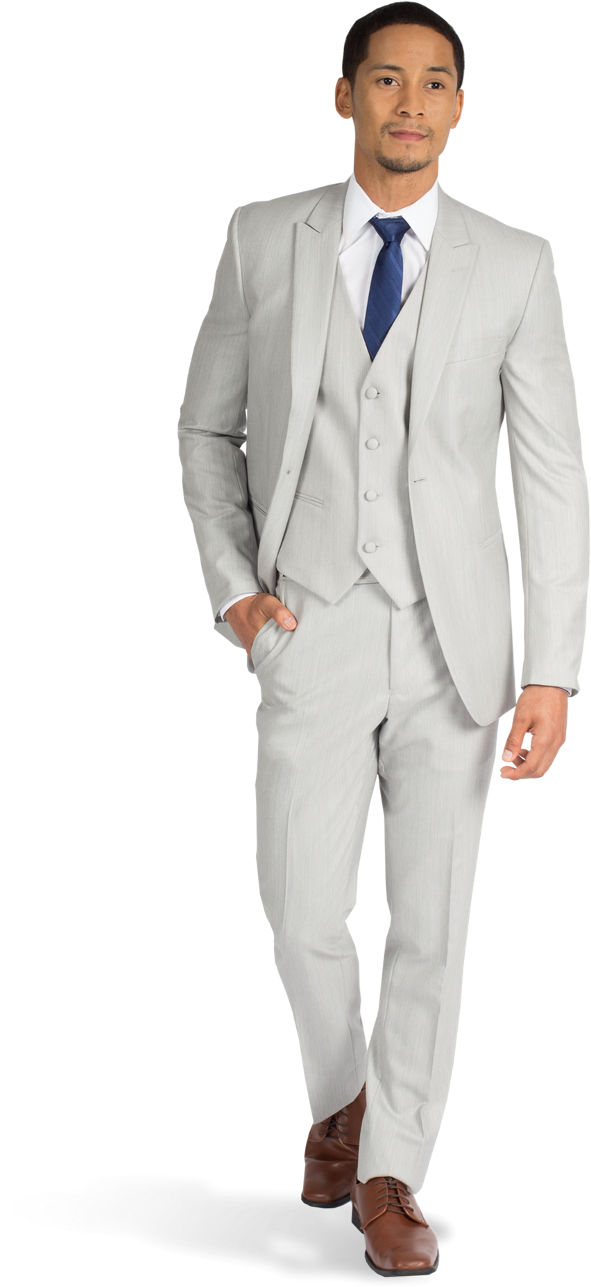 Light Grey Peak Lapel Suit - Friar Tux Light Blue Suit (1188x1980), Png Download