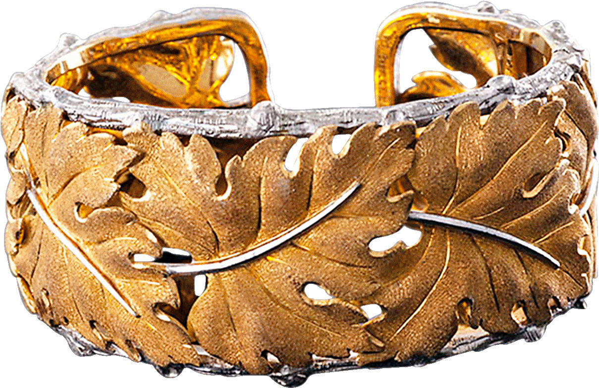 Buccellati Two-tone Gold Leaf Cuff Bracelet - Bracelet (1351x1080), Png Download