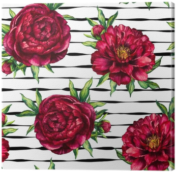 Seamless Pattern Watercolor Flower Peony Marsala On - Fundo Floral Vermelho Para Convite (400x400), Png Download