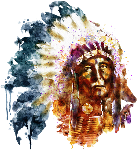 Bleed Area May Not Be Visible - American Indian Watercolor Paintings (600x600), Png Download