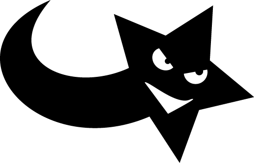 Evil Png Clipart - Shooting Star Logo Black And White (519x333), Png Download