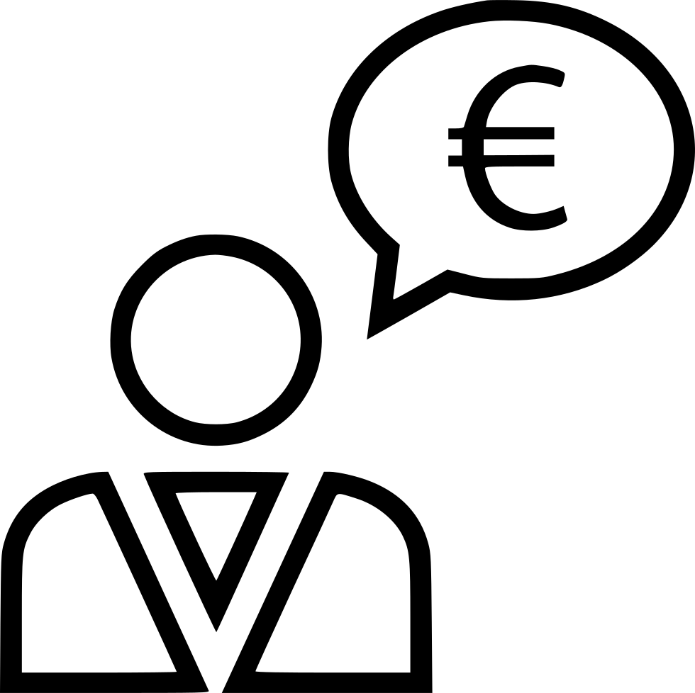Business Man Talking Thinking Money Euro Currency Comments - Portable Network Graphics (980x978), Png Download